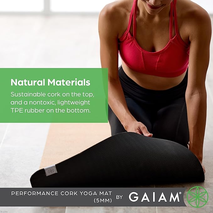 Gaiam Yoga Mat - Premium 5mm Solid Thick Non Slip Exercise & Fitness Mat for All Types of Yoga, Pilates & Floor Workouts (68" x 24" x 5mm) - Bloomnest
