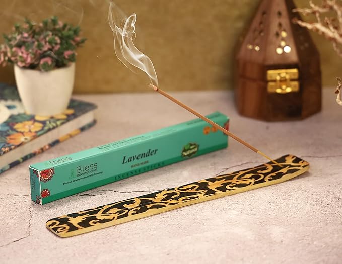 Bless-International Traditional-Handmade-Burner Wooden-Incense-Stick-Holder Ash-Catcher-Stand for-Aromatherapy-Meditation-Yoga (Beautiful Mind) 10 Inches, Pack of 1 - Bloomnest