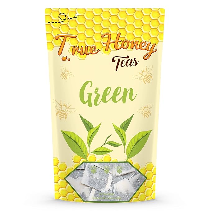 True Honey Green Tea Bags - Honey Crystals Blended in Every Sachet - Supportive Heart Antioxidants - All Natural Contains Caffeine Tea Bag 24 Count - Bloomnest