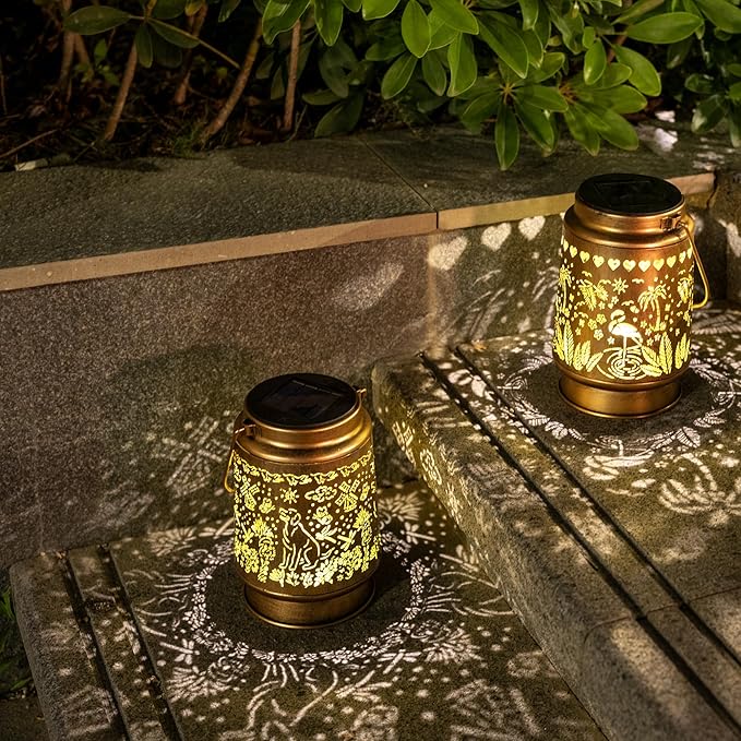 Lawn Social Solar Lanterns Outdoor Waterproof, Dog Metal Hanging Solar Lights for Outside, Garden Decor Birthday Gifts for Women Mom Grandma, Outdoor Lantern for Patio Yard Walkway Balcony Porch - Bloomnest