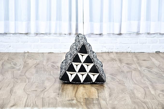 Leewadee Triangle Cushion – Comfortable Backrest for TV or Reading, Incline Pillow for Relaxing Made of Eco-Friendly Kapok, 20 x 13 inches, Black - Bloomnest