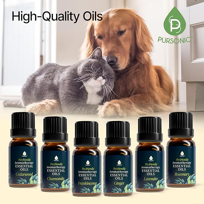 PURSONIC Pet Friendly Aromatherapy Essential Oils Collection, 6-Count - Safe for Dogs and Cats, Natural Relaxation and Stress Relief - Bloomnest