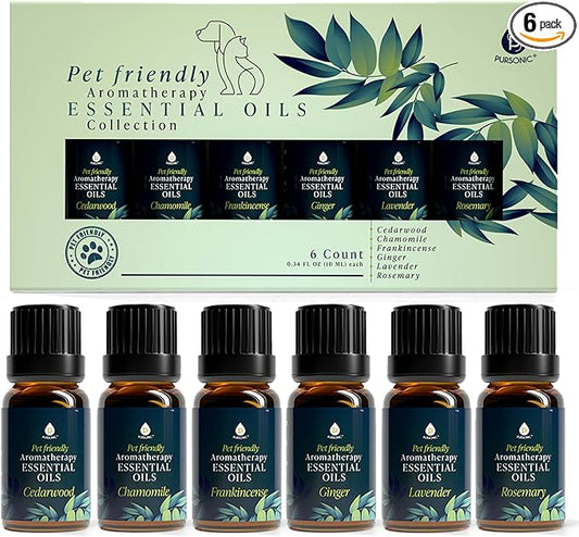 PURSONIC Pet Friendly Aromatherapy Essential Oils Collection, 6-Count - Safe for Dogs and Cats, Natural Relaxation and Stress Relief - Bloomnest