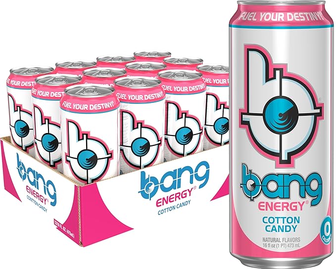 Bang Energy Cotton Candy, Sugar-Free Energy Drink, 16-Ounce (Pack of 12) - Bloomnest