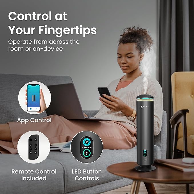 MajesticMist WiFi - Aluminum Waterless Essential Oil Diffuser with App Control, Scent Diffusers for Home, Room & Hotel, Quiet Aroma Diffuser 4oz, USB-C Powered with LED Display, 1000sq.ft - Bloomnest