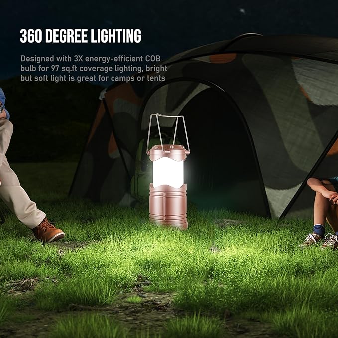 Lichamp LED Camping Lantern, 4 Pack Battery Powered Flashlight for Power Outages, Portable Collapsible Hanging Light Essential for Home, Outdoor, Emergency Lamp Survival Kit Gear for Hurricane,B4RG - Bloomnest