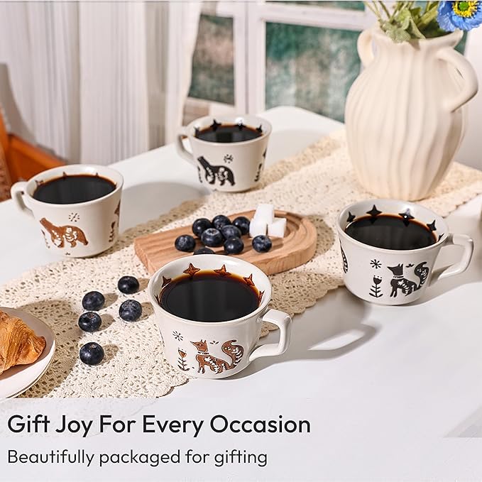 Ceramic Coffee Mug, 12 oz Novelty Unique Teacup with Handle, Stoneware Cup for Tea Mocha Latte Cappuccino Espresso (Bear) - Bloomnest