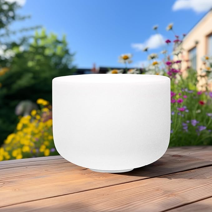 TOPFUND 440 Hz A Note Crystal Singing Bowl 10 inch Third Eye Chakra with Heavy Duty Carrying Case and Suede Mallet