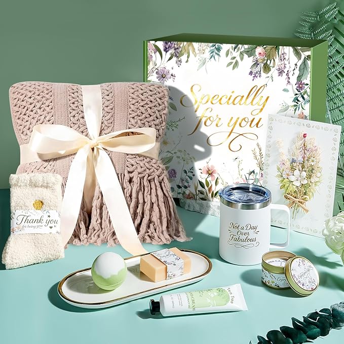Valentines Day Gifts for Her Mom Wife, Birthday Gifts for Women Spa Care Package, Get Well Soon Gift Baskets Thinking of You Sympathy Gift Box for Friend, Sister, Wife (Khaki) - Bloomnest