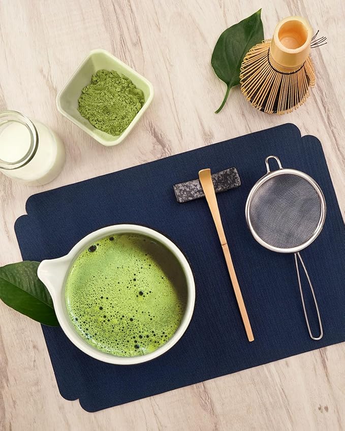 7 Pcs Matcha Kit Set, Matcha Whisk and Bowl with Spout, Powder Sifter, Whisk Holder, Bamboo Scoop and Scoop Rest, Perfect Prepare Tools for Making Matcha Tea (Charcoal Grey) - Bloomnest