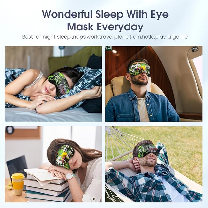2 Pcs Sleep Eye Mask, Guys Blackout Sleeping Mask for Kids Adult Children's Travel Eye Mask Eye Cover Blindfold for Game (2 Pcs Game Mask - Style 4) - Bloomnest