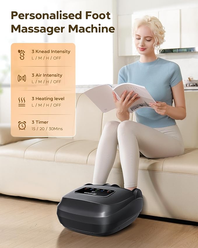 Foot Massager Machine with Heat, Shiatsu Foot Massager with Wireless Control, 2026 Upgraded Deep Kneading, for Plantar Fasciitis, Neuropathy, Birthday Gifts for Women Mom Men Dad, Up to Foot Size 14 - Bloomnest