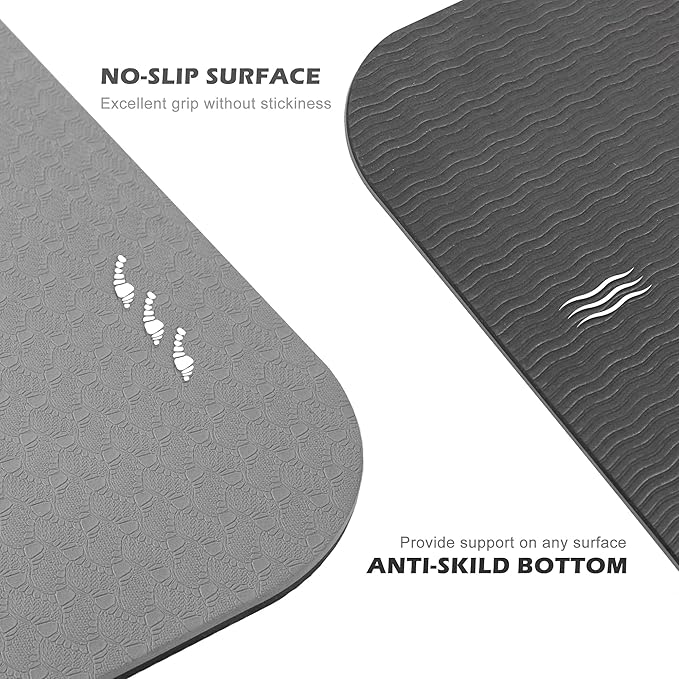 Yoga Mat Non Slip, Pilates Fitness Mats, Eco Friendly, Anti-Tear 1/4" Thick Yoga Mats for Women, Exercise Mats for Home Workout with Carrying Sling and Storage Bag - Bloomnest