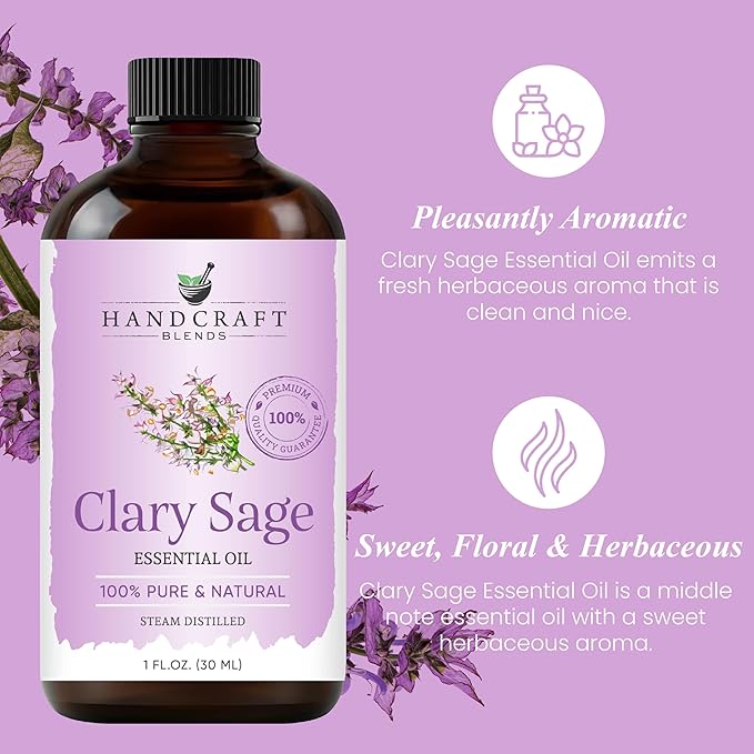 Handcraft Blends Clary Sage Essential Oil – 1 Fl Oz – 100% Pure and Natural – Premium Grade Essential Oil for Diffuser and Aromatherapy, Skin, Massage, Candle and Soap Making Fragrance - Bloomnest