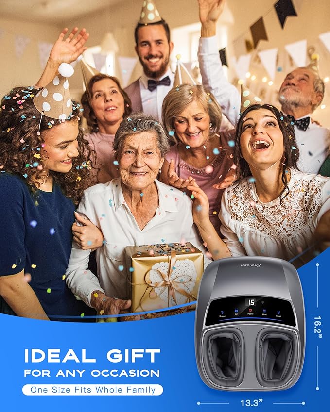 KINGJOY Foot Massager with Heat for Neuropathy, [2025 Upgraded], Deep Kneading Shiatsu Foot Massager for Plantar Fasciitis, Fits Up to Men Size 14, Gifts for Women Mom Men Dad Seniors - Bloomnest