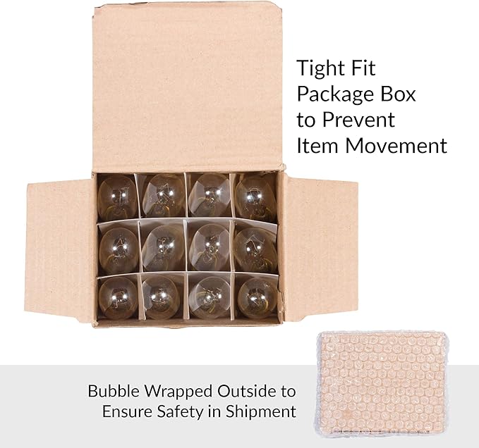 Simba Lighting T6.5 15W Replacement Bulb (12 Pack) for Himalayan Salt Rock and Basket, Plug in Aromatic Wax Warmer, Night Light, Mini Tube Shape, 120V, E12 Candelabra Base, Dimmable, 2700K Warm White - Bloomnest