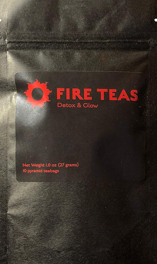 FIRE TEAS DETOX & GLOW - Ayurvedic Cleansing Tea - Organic White Tea, Turmeric (Curcumin), Ginger, Cardamom, Cinnamon & Saffron - Delicious, Fast & Effective -