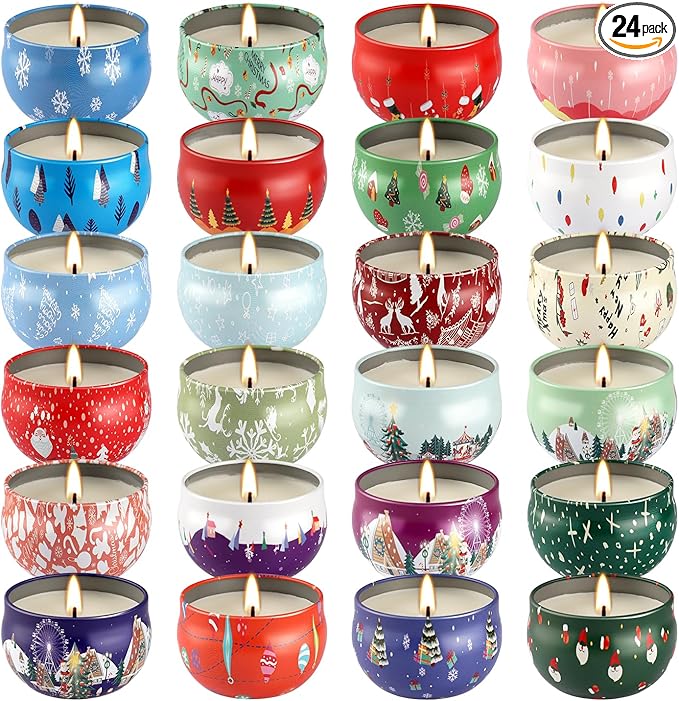 24Pack Christmas Scented Candles Gift- Aromatherapy Candle-2.5oz Soy Wax-Long Lasting Burn time, Christmas Thanksgiving Gifts for Women，Home Decor - Bloomnest