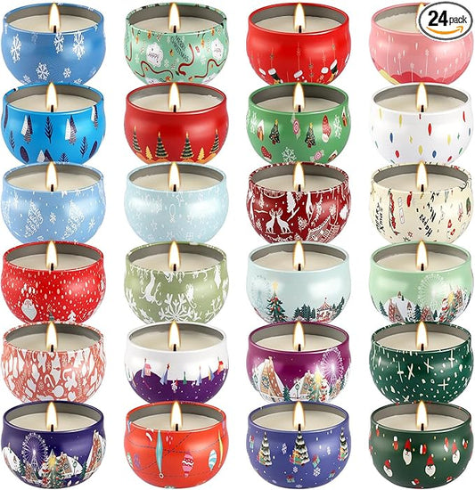 24Pack Christmas Scented Candles Gift- Aromatherapy Candle-2.5oz Soy Wax-Long Lasting Burn time, Christmas Thanksgiving Gifts for Women，Home Decor - Bloomnest