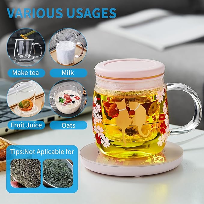 Glass Tea Cup with Infuser and Lid, 16.2oz/480ml Large Borosilicate Teacup,Tea Glass, Clear Mug for Loose Leaf Tea, Blooming Tea, Microwave & Dishwasher Safe - Tea Maker Gift for Birthday - Bloomnest