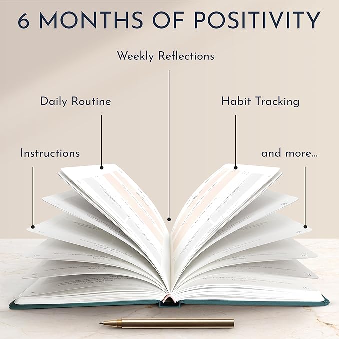 RYVE Daily Gratitude Journal for Women, 6-Month Guided Positivity & Wellness Journal with Prompts, Affirmations, Mindfulness, For Self-Reflection & Manifestation - Bloomnest