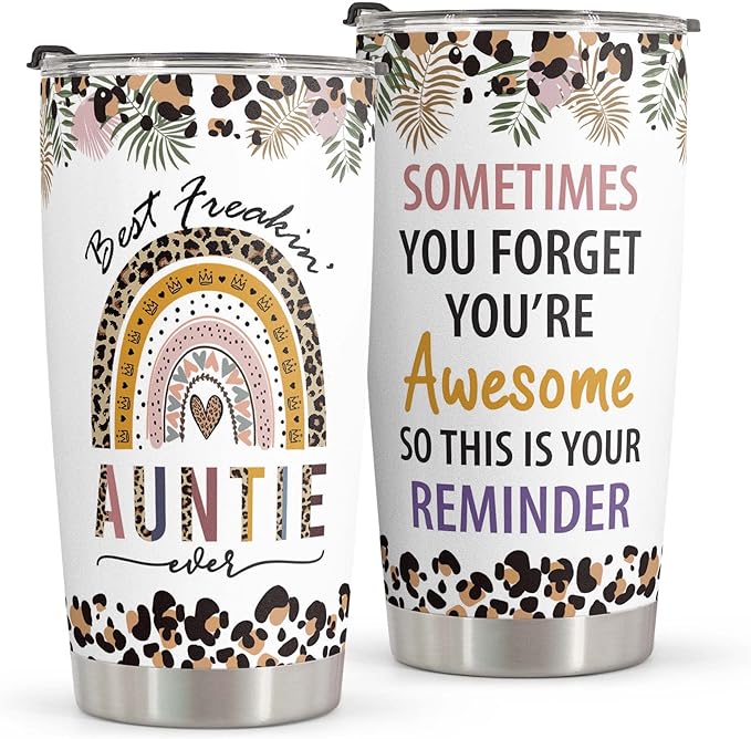 Macorner Aunt Gifts Tumbler - Stainless Steel 20oz - Best Auntie Ever Gift - Birthday & Christmas Idea for Aunt from Niece or Nephew - Bloomnest