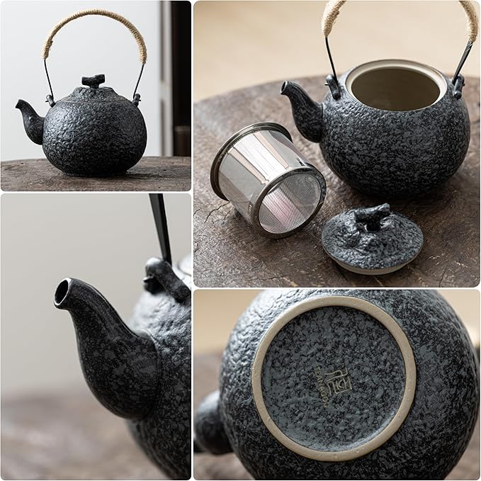 TEANAGOO Japanese Tea Set, Chinese Tea Sets, Porcelain Japanese Tea Cups, Chinese Gongfu Tea Set, Asian Tea Set for Adults, Japanese Teapot Set, 1 Teapot (700ml/25oz) + 6 Tea Cups(205ml/7.2oz), U1 - Bloomnest