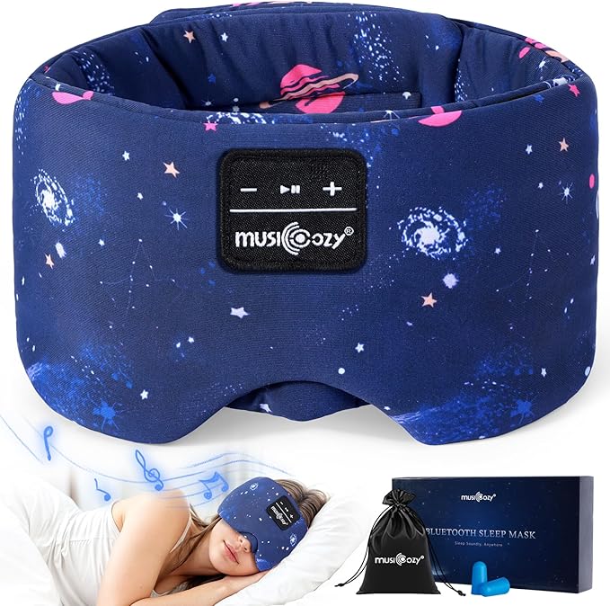 MUSICOZY Sleep Mask Headphones Bluetooth Sleep Masks with Headphones Eye Wireless Masks Bluetooth 5.4 with Adjustable Headband Total Blackout for All Night Sleep, Travel & Nap - Bloomnest