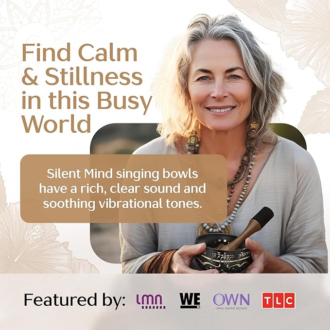Handmade Tibetan Etched Singing Bowl Set with Case – Meditation Bowl & Sound Bowl with Cushion, Mallet & Guide – Stress Relief Instruments – Yoga Therapy Tools – Mindfulness Gift Set - Bloomnest