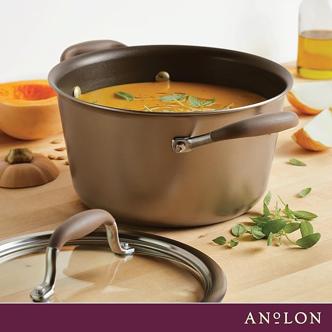 Anolon Advanced Home Hard-Anodized Nonstick Tapered Sauce Pan/Saucepot, 4.5-Quart (Bronze) - Bloomnest