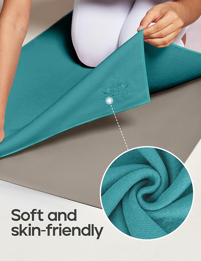 Heathyoga Yoga Mat Towel Non Slip for Hot Yoga Towel with Silicone Grip & Free Spray Bottle, 72"X26" Extra Large Microfiber Yoga Towel for Bikram, Pilates, Fitness
