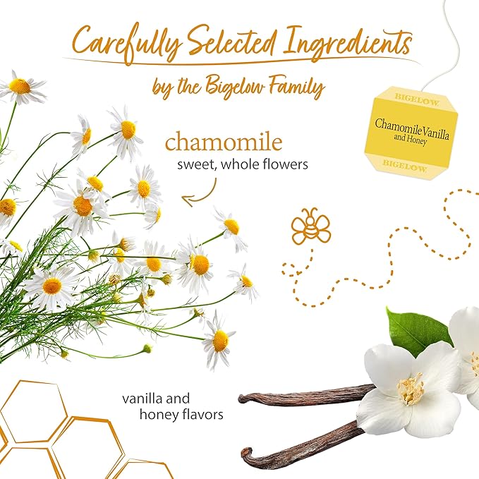 Bigelow Tea Chamomile Vanilla with Honey Herbal Teabags Box, Caffeine Free, 20 Count, Pack of 6 - Bloomnest