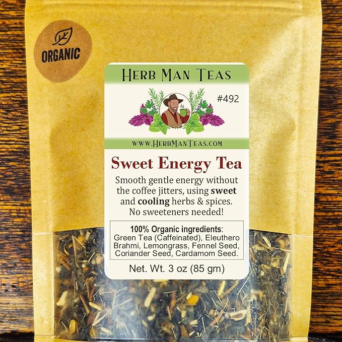 SWEET ENERGY TEA – Cooling, naturally sweet herbal energy tea for those with excess body heat – Formulated by Master Herbalist Khabir – 100% Organic, Non-GMO, No Additives - Bloomnest