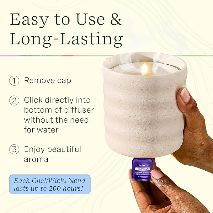 ClickWick Essential Oil Blends for Lifelines Diffusers, 3-Pack in Bloom Set - Essential Oil Blend Refill for Candle, Plant & Shower Aromatherapy Diffuser - Fragrance for Diffusers - Bloomnest
