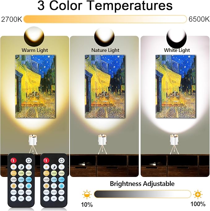Spot Lights Indoor Floor Lamp, 6W Uplighting Indoor with Remote, Dimmable & Timer & 3 Color Temperatures, 2700K to 6500K Floor Can Lights for Plants Pictures Corner Ambient Lighting, 2 Pack - Bloomnest