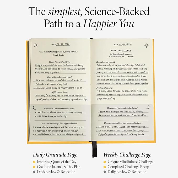 The Original Gratitude Journal 2026 with Inspiring Quotes & Mindful Prompts for Happiness and Positive Mindset - Notebook for Affirmation, Reflection & Optimism - Premium Hardcover Yellow - Bloomnest