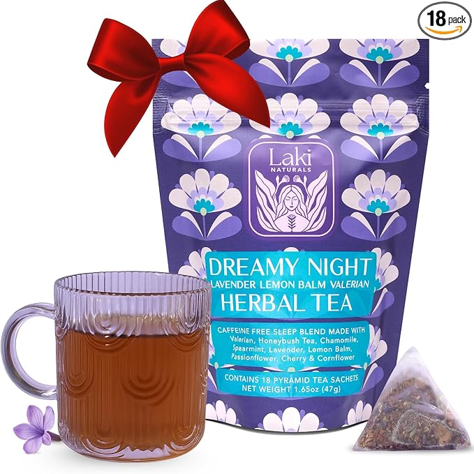 Dreamy Night Sleep Tea (1.65 oz, Pack of 18 Tea Bags) – Sleepytime Calming Caffeine Free Tea Herbal Blend with Valerian Root, Chamomile, Lemon Balm, Passionflower and Lavender for Bedtime - Bloomnest