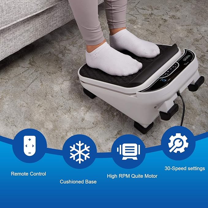 Foot Massager for Neuropathy Pain & Circulation by Quake Plate High RPM Oscillating Deep Tissue Foot & Calf Massager for Plantar Fasciitis Pain Relief, 30 Speed Vibrate with Gen 2 RF Remote - Bloomnest