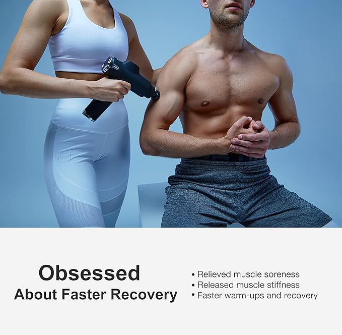 Fusion Black Pro Deep Tissue Massage Gun for Athletes - Percussion Muscle Massager for Pain Relief and Relaxation - Chiropractor Body Massager - Bloomnest