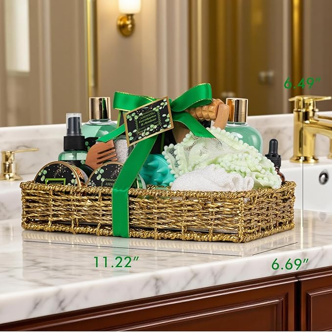 Home Spa Gift Basket, Bath Spa Kit for Women & Men, Bath & Shower Spa Gift Basket Set with Body Lotion, Shower Gel, Bubble Bath, Bath Bomb, Bath Gift Set for Mother, Wife Her, Eucalyptus & Amber Scent - Bloomnest