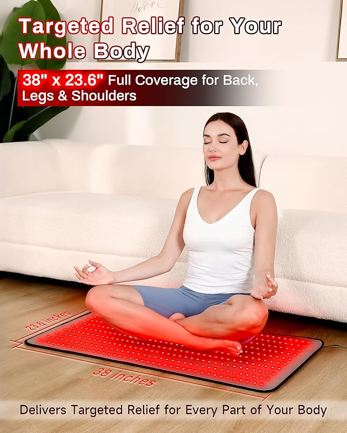 Medical-Grade TPU Red Light Therapy Mat for Body, Infrared Light Therapy with 660nm & 850nm LEDs, Light Therapy Blanket for Back & Joint Comfort, FSA&HSA Eligible, 400 LEDs, 38" x 23.6" KAOUDT-BestRedLightTherapyDevices