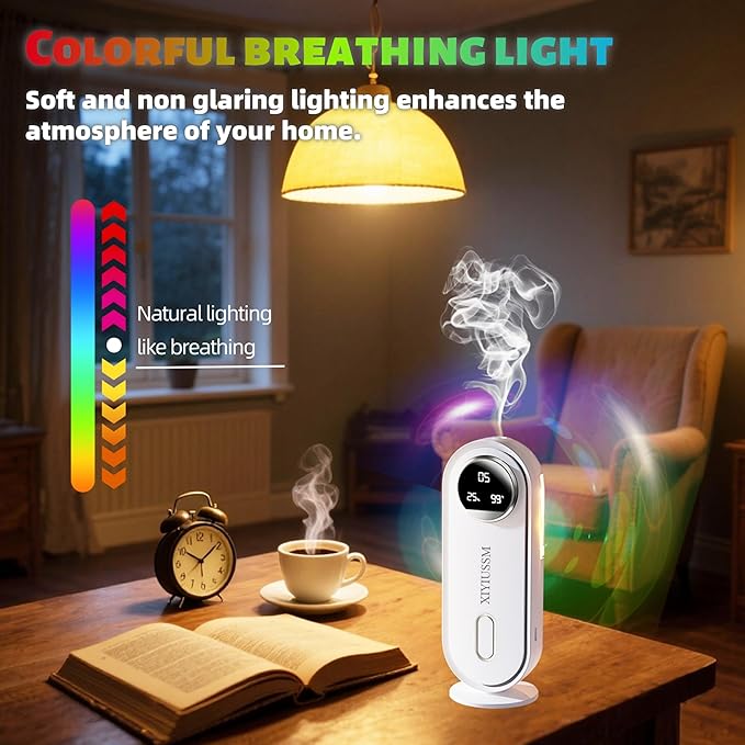 Waterless Essential Oil Diffuser for Home and Car Portable Aromatherapy Diffuser with 7 Mist Modes 1800mAh Rechargeable Battery Operated Scent Diffuser for Large Room Bedroom Office Bathroom - Bloomnest