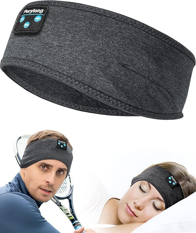 Perytong Bluetooth Headband Sleep Headphones, Sleeping Headphones for Side Sleepers, Sleep Earbuds Wireless Earphones with HD Stereo Speaker for Birthday Anniversary Christmas Tech Gifts Men Women - Bloomnest