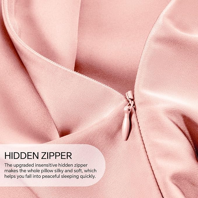 INFIIXSO Mulberry Silk Pillowcase for Hair and Skin, Silk Pillow Cases King Size with Hidden Zipper 20"x40", Extraordinary Smooth and Soft Cooling Pillow Cases for Hot Sleepers(Rose Pink, 1 Pack) - Bloomnest
