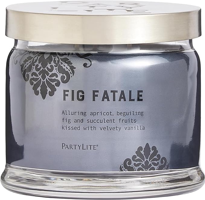 PartyLite Fig Fatale Scented, Notes of Apricot, Green Fig, Peach, Mango, Strawberry and Vanilla,13.2oz 3-Wick Jar Candle, 45 Hour Burn Time, Luxurious Fragrance, Perfect for Gifting - Bloomnest