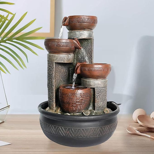 Tabletop Water Fountains Indoor Waterfall and Calming Water Sound Relaxation Desktop Fountain，The for Office, Room Decoration, Portable Feng Shui Fountain Indoor and Outdoor