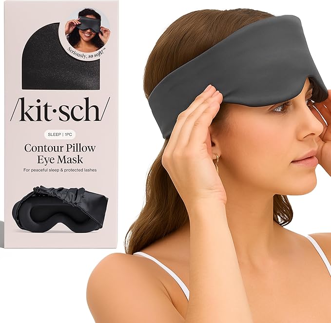 Kitsch Contour Pillow Eye Mask – Softer Than Silk Eye Mask for Sleeping, Blindfold Sleep Masks for Women & Men, No Eye Pressure, Lightweight, Eye Care, Travel Essentials - Charcoal - Bloomnest