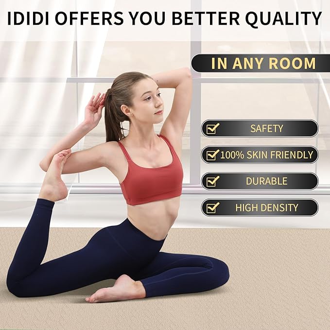 Large Yoga Mat (6'x 4') - Extra Long and Wide 72 x 48 inches, Non-Slip POE Fitness Mat, Eco-Friendly, Thick Wide Exercise Mat for Home Workouts,Ideal for Yoga and Pilates.