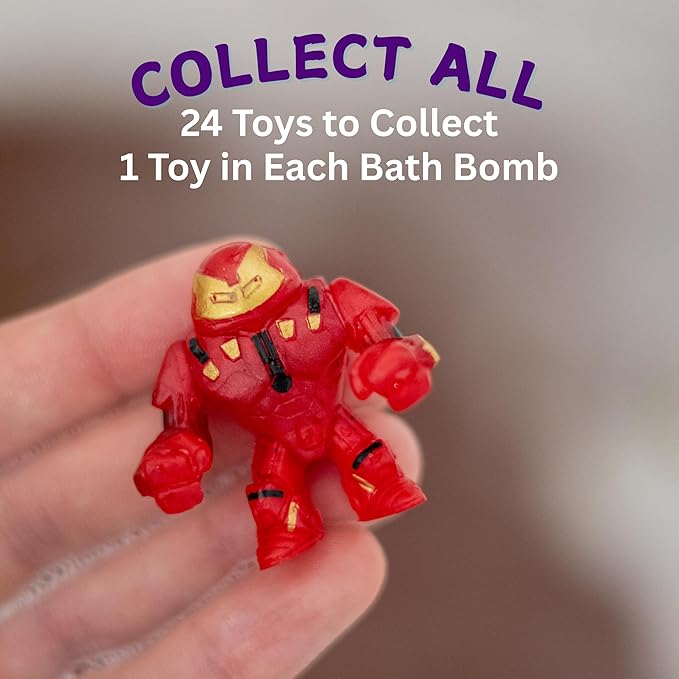 EvolutionUSA 1pc Purple Epic Superhero Bath Bombs for Kids, Super Hero Bath Bomb with Toy Inside, Lush Children Bathbomb, Organic Bathbomb with Surprise Inside, Fizzy Fun Superhero Bath Ball