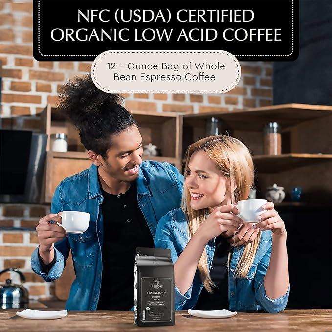 Lifeboost Organic Espresso Whole Bean Coffee - Low Acid Espresso Coffee, Non-GMO, USDA Organic, Single Origin, Third-Party Tested for Mycotoxins & Pesticides - 12 oz Bag - Bloomnest